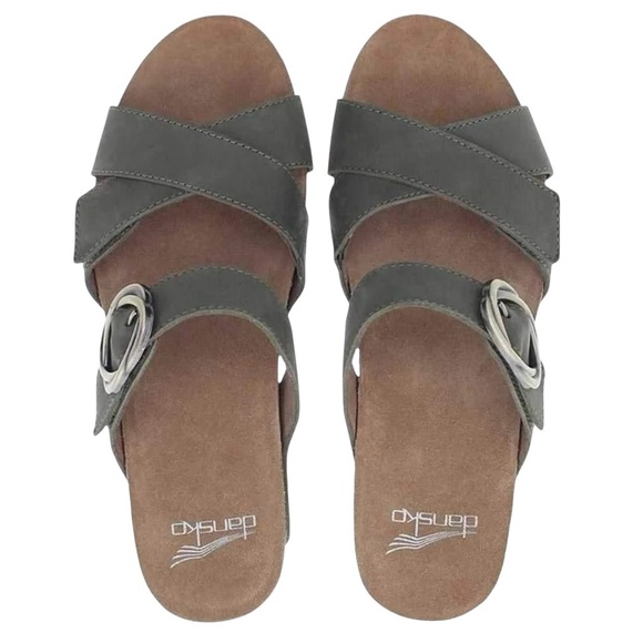 Dansko Shoes - Dansko Susie Olive Green Leather Milled Nubuck Sandals Women Size 9.5